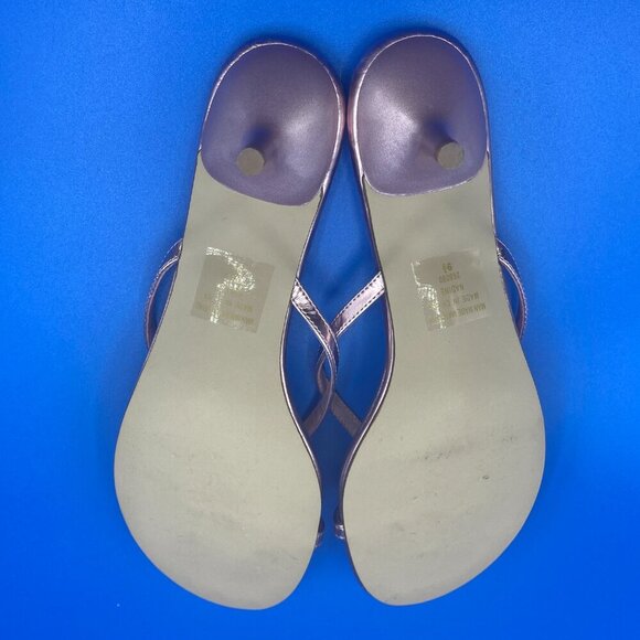 Yellow Box Pink Metallic Heeled Flip Flops Gem decor Toe Strap Size 9.5 - Picture 9 of 9